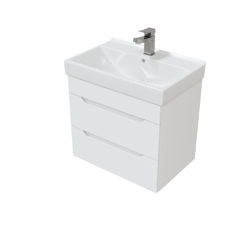 Тумба с умывальником Мирсант Soho Quadro 60/2 - Fest (узкая) подвесная, с доводчиком