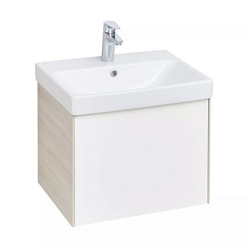 Тумба с раковиной Aquaton Асти 55, 70 Белый Глянцевый/Ясень Шимо