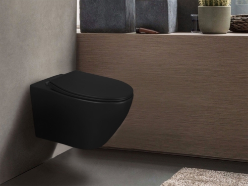 Унитаз подвесной безободковый Azario Keras matt black AZ-99046B черный матовый фото 6