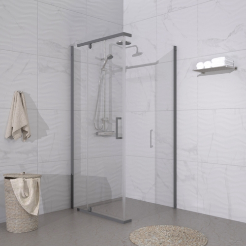 Душевое ограждение Triton Терра-Графит 90*90 стекло прозрачное фото 3