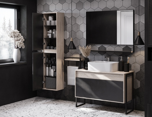 Пенал Aquaton Лофт Урбан 37 Дуб Орегон/Серый Графит фото 4