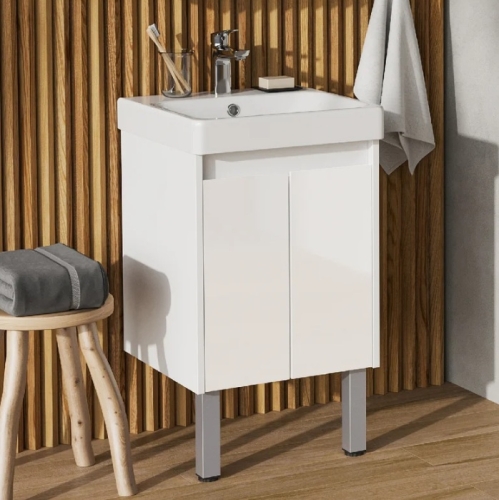 Тумба с раковиной Aquaton Сканди Doors 45, 55, 70, 80 Белый Глянцевый/Белый Матовый фото 6