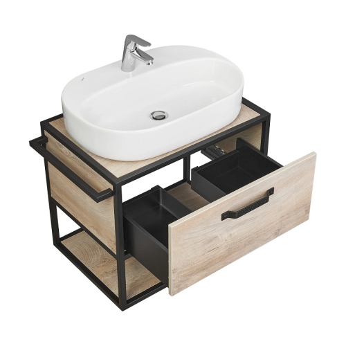 Тумба с раковиной Одри Round Aquaton Лофт Фабрик 65, 80 Дуб Эндгрейн фото 4