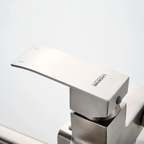 Смеситель с длинным изливом для ванны Ledeme L72217 нержавеющая сталь (лейка и шланг в комплекте) фото 7