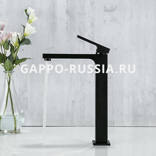 Смеситель высокий для раковины Gappo G1017-62 черный фото 7