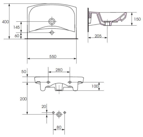 Раковина Cersanit Carina 55 см фото 2