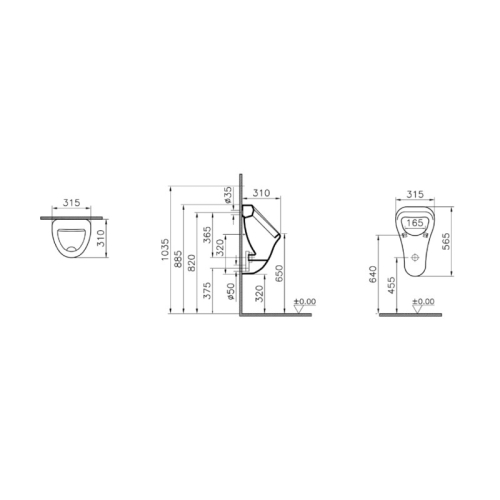 Писсуар Vitra Arkitekt 6201B003-0199 с внутренним подводом воды фото 2