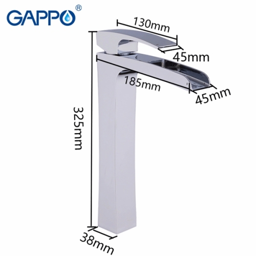 Смеситель высокий с каскадным изливом для раковины Gappo Jacob G1007-21 хром фото 2