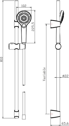 Душевой гарнитур Cersanit Neno 63696 (стойка, лейка 3 режима, шланг 200) черный фото 4