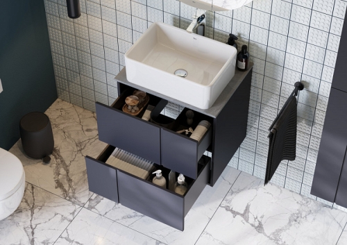 Тумба со столешницей с раковиной Roca Pilar 60 подвесная синяя фото 7