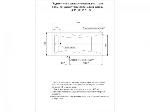 Ванна Aquatek Феникс электронное управление 150, 160, 170*75, 180*85, 190*90 гидромассажная фото 5