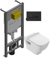 Инсталляция Jacob Delafon Struktura E21750RU-00 унитаз безободковый с микролифт, кнопка черная