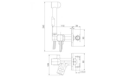 Смеситель встроенный монтаж с гигиеническим душем Lemark SOLO LM7165C хром фото 2