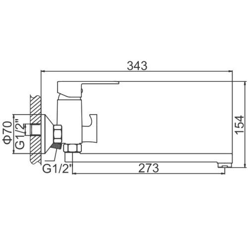 Смеситель с длинным изливом для ванны Ledeme L2210 хром (лейка и шланг в комплекте) фото 2