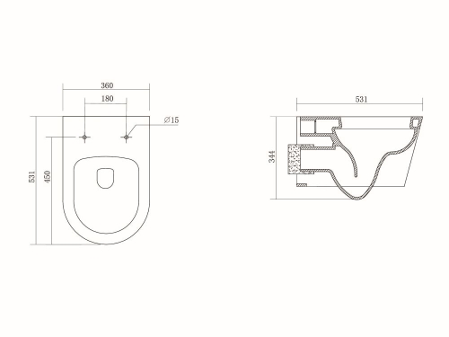Унитаз подвесной безободковый Aquatek БЕТТА AQ1253W-00 тонкое сиденье с м/л фото 2