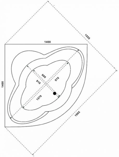 Ванна акриловая BAS Имейджен 139*139 с каркасом фото 4