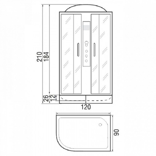 Душевая кабина River DUNAY 120/90/24 ТН L/R средний поддон фото 2
