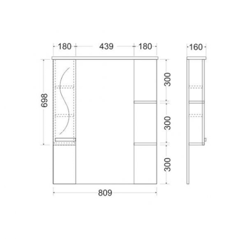 Зеркало-шкаф Mirsant Сандра 80 левый/правый фото 4
