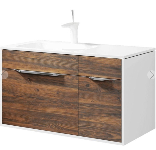 Тумба с умывальником Aqwella  MALAGA 90 L/R подвесная крафт тёмный