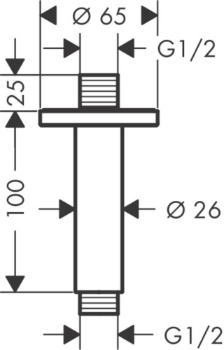 Кронштейн для верхнего душа 100мм Hansgrohe Vernis Blend 27804670 черный матовый (с потолка) фото 2 Кронштейн для верхнего душа 100мм Hansgrohe Vernis Blend 27804670 черный матовый (с потолка) фото 2