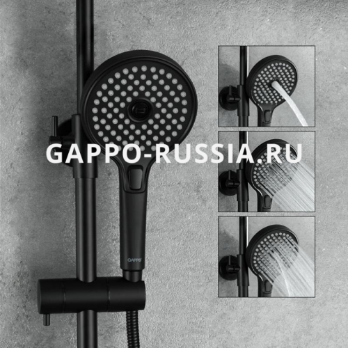 Душевая система с термостатом Gappo G2403-56 черный/хром фото 9