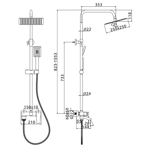 Душевая система Ledeme L2478G золото фото 2