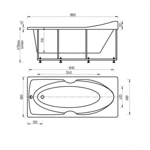 Ванна Aquatek Европа 180*80 + каркас фото 2 Ванна Aquatek Европа 180*80 + каркас фото 2