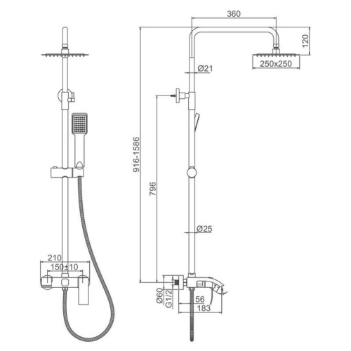 Душевая система Ledeme L72417 нержавеющая сталь фото 5