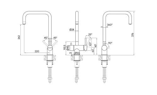 Смеситель для кухни с подкл фильтра Paulmark Wetter (6 цветов) фото 4