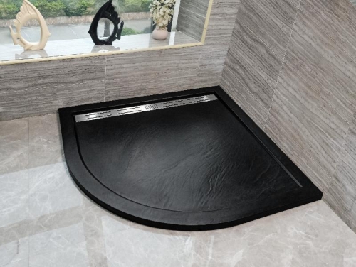 Поддон WeltWasser WW TRR Stone-BL 90*90, 100*100 искусственный мрамор + ножки + панель черный фото 2