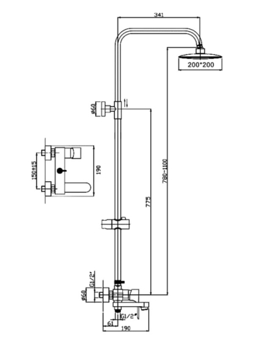 Душевая система Haiba HB24816 хром фото 2