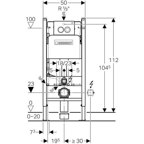 Инсталляция Geberit 458.126.00.1 для подвесного унитаза + кнопка Delta хром 115.125.21. фото 4