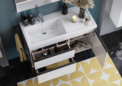 Тумба с раковиной Roca Domi 100 подвесная/напольная, белая глянцевая, левая/правая фото 6