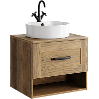 Тумба со столешницей Aqwella Craft 60, 80, 100 подвесная дуб балтийский (раковина приобретается отдельно)