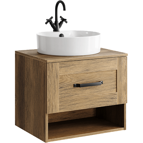 Тумба со столешницей Aqwella Craft 60, 80, 100 подвесная дуб балтийский (раковина приобретается отдельно)