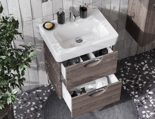 Тумба с раковиной Aquaton Сильва 50, 60 напольная/подвесная Дуб Макиато фото 6