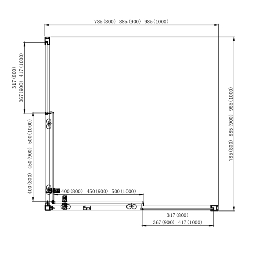 Душевой угол Aquatek AQ ARI KV 08020GM (09020, 10020) 80*80, 90*90, 100*100 профиль оружейная сталь фото 3