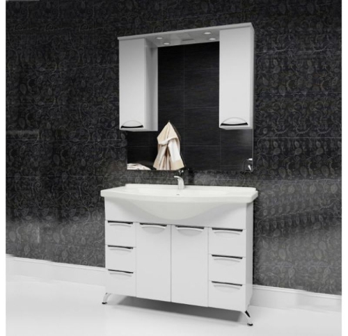 Зеркальный шкаф Мирсант Камилла 100 белый с двумя ящиками фото 2