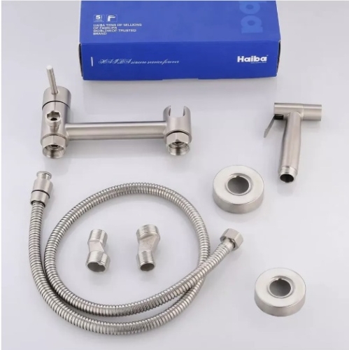 Смеситель с гигиеническим душем Haiba HB5520 нерж сталь фото 2