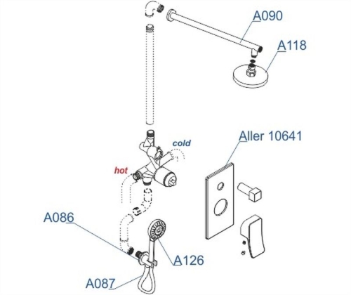 Встроенный смеситель для ванны на 2 положения Wasserkraft A16190 (душевой комплект) хром фото 7