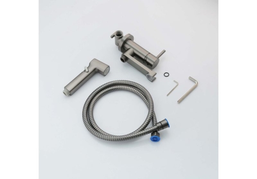 Смеситель скрытого монтажа с гигиеническим душем Aquatek Ника AQ1819BGM, оружейная сталь фото 3