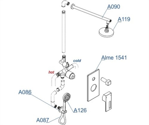 Встроенный смеситель для ванны на 2 положения Wasserkraft A16590  (душевой комплект) хром фото 7