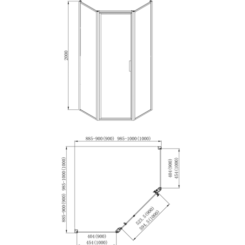 Душевое ограждение Azario Richmond 3231 Black Easy Clean 90*90, 100*100 черный фото 2