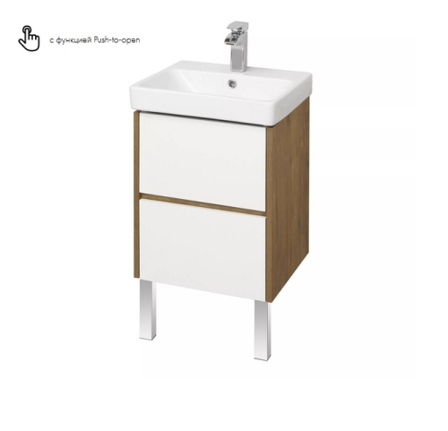 Тумба с раковиной Aquaton Сканди 45, 55, 70, 80, 90 Белый Глянцевый/Дуб Рустикальный фото 3