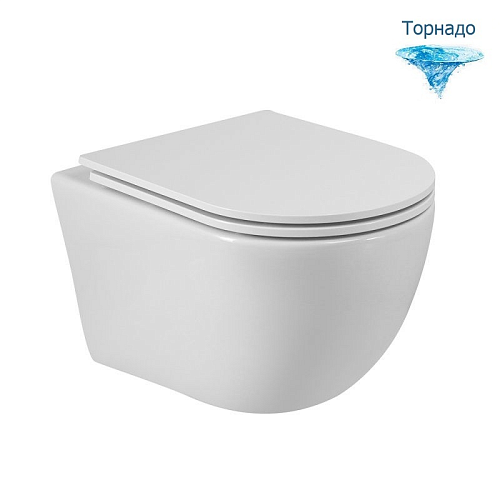 Унитаз подвесной Cezares RELAX-TOR слив торнадо белый CZR-38088-49-TH-TOR/SC