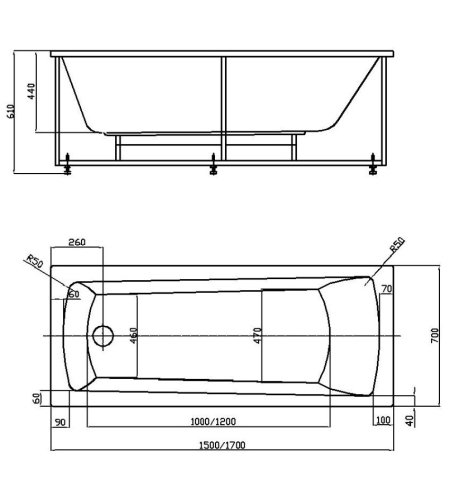 Ванна акриловая Azario Enrica 150*70, 160*70, 170*70 фото 3