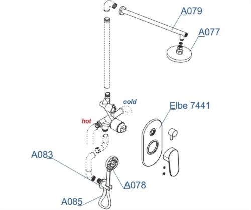 Встроенный смеситель для ванны на 2 положения Wasserkraft A16777 (душевой комплект) черный Soft-touch фото 5