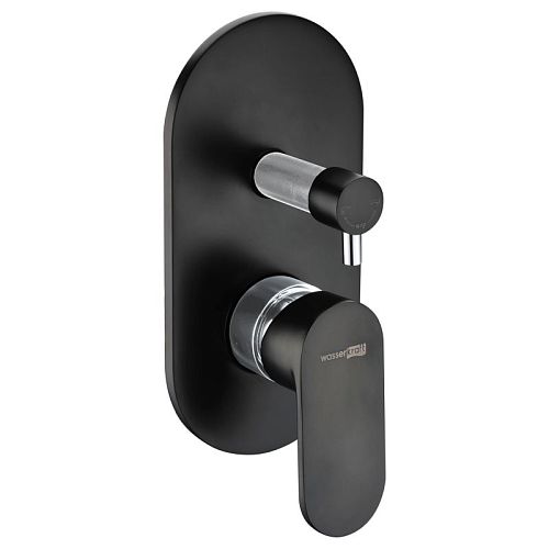 Встроенный смеситель для ванны на 2 положения Wasserkraft Elbe 7441 черный Soft-touch