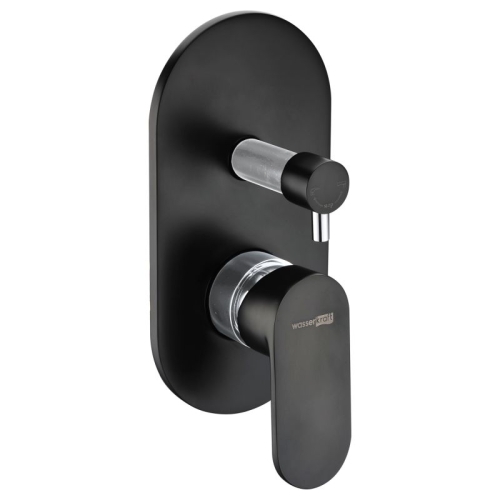 Встроенный смеситель для ванны на 2 положения Wasserkraft Elbe 7441 черный Soft-touch