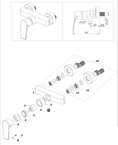 Смеситель для душа Azario Treya AZ-15680621 хром фото 2